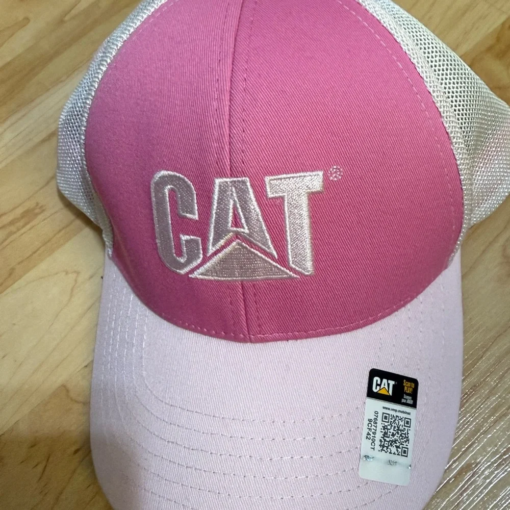 CAT- Caterpillar Pink and White Mesh Women Cap